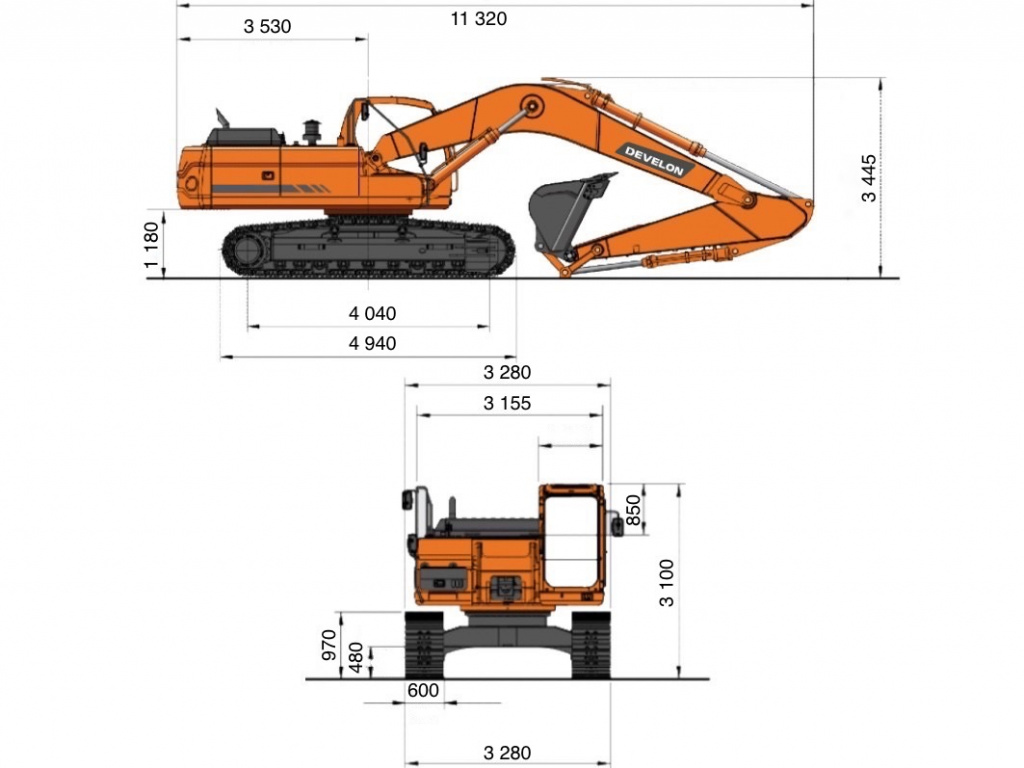 Схема Гусеничный экскаватор Develon (Doosan) DX360LC-7B